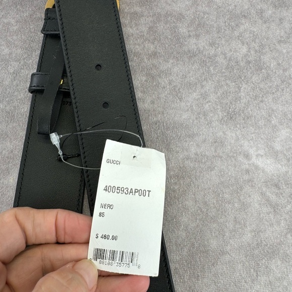 Gucci 2015 Re Edition Wide Leather Belt Gg Double Marmont Black 400593 85/34 - Picture 8 of 10